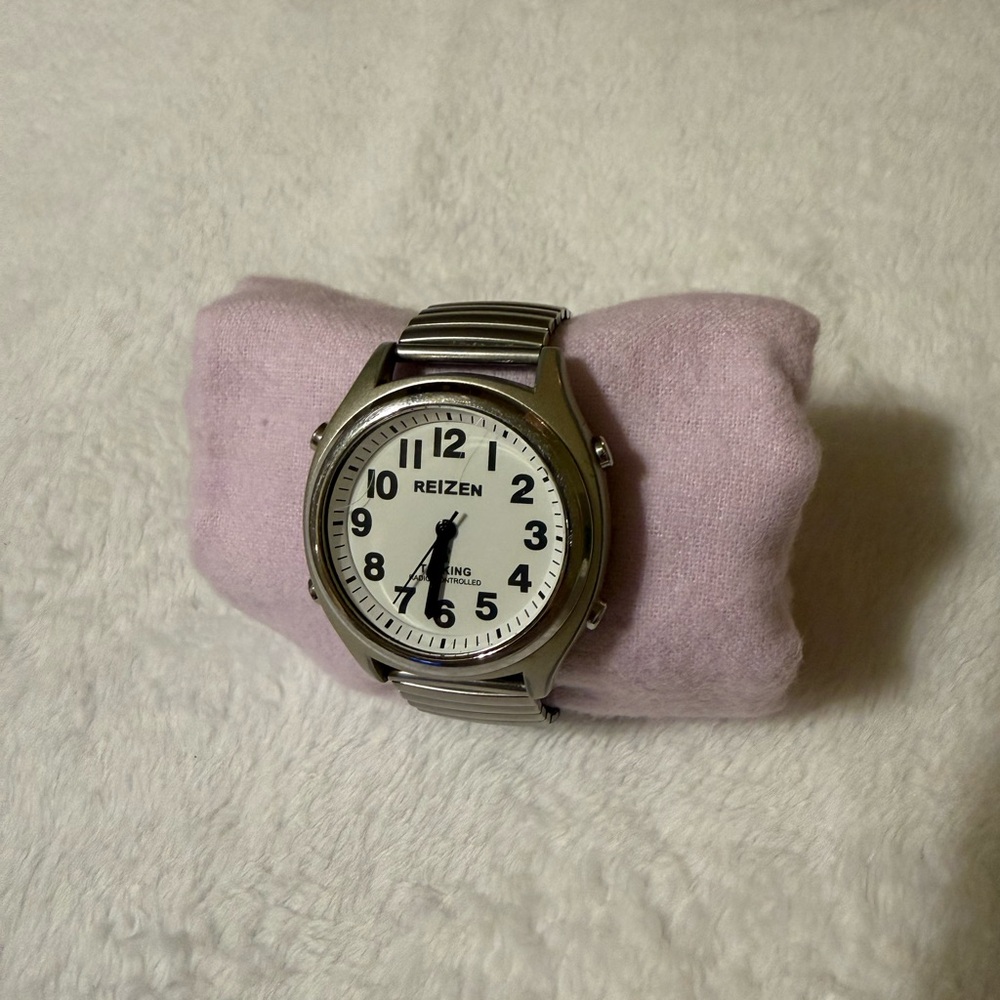 Reizen Talking Atomic Watch with Stainless Steel Expansion Band